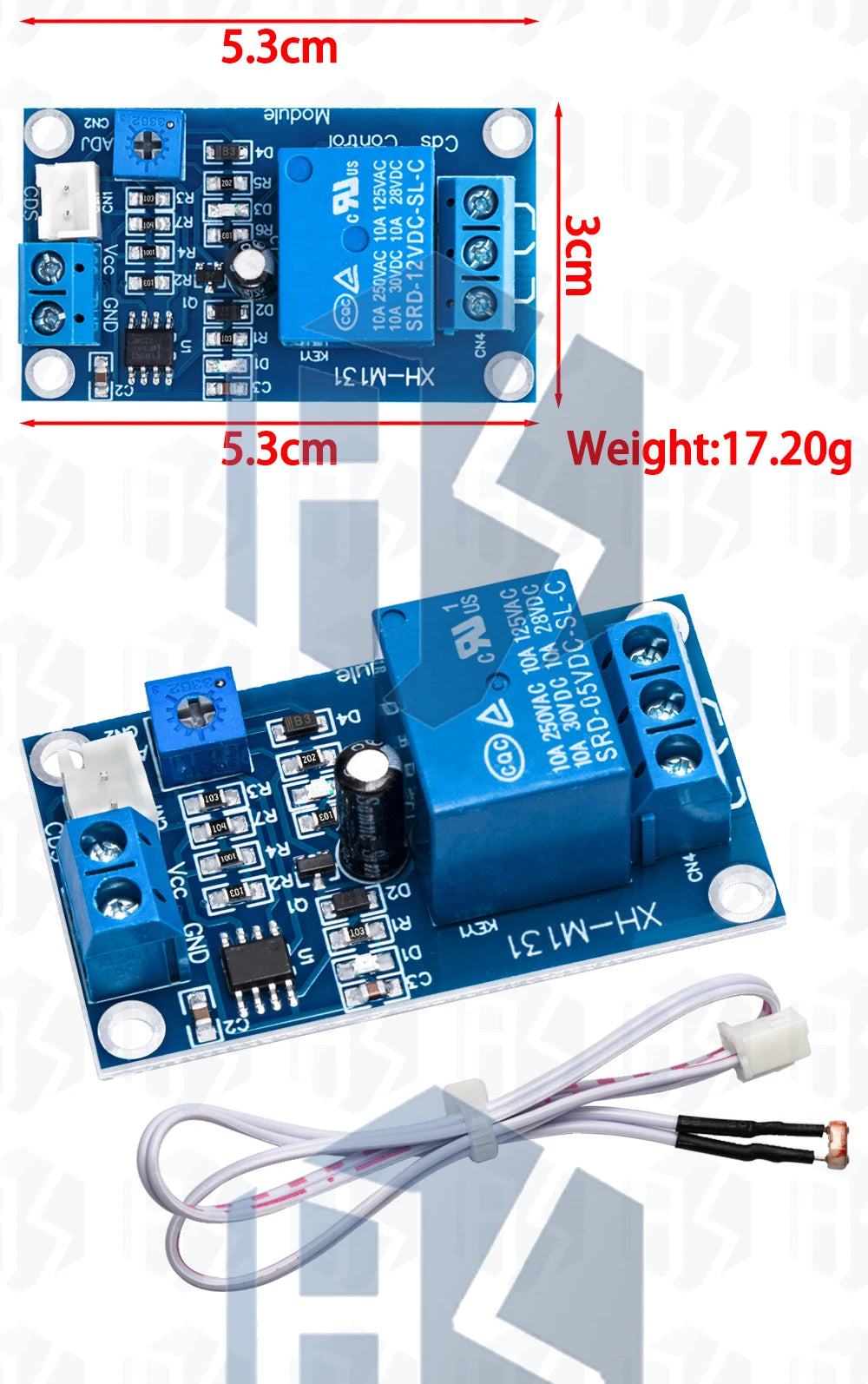 BS XH - M131 DC 5V/12V Photoresistor Relay Module - 10A Light Control with Automatic Brightness Detection