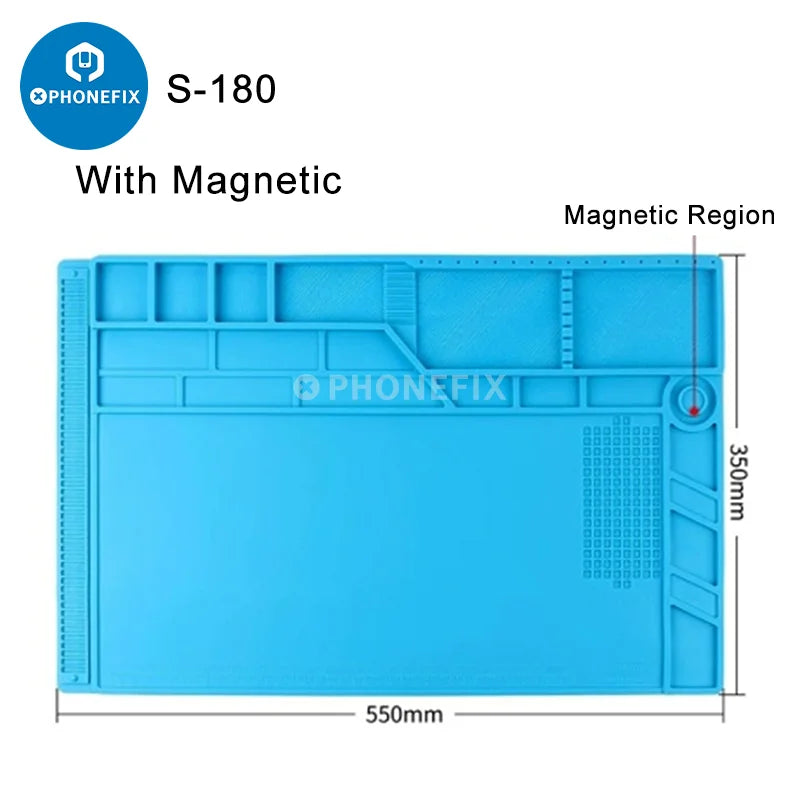 Silicone Soldering Mat Desk Platform for BGA Welding Station Solder Iron Phone PC Repair Magnetic Heat Insulation Pad S-180