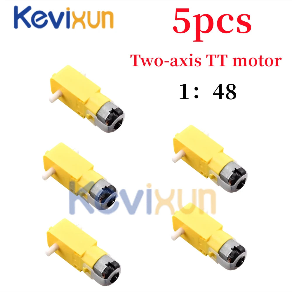 5pcs/TT Motor 130 Motor Smart Car Gear Motor Robot Gear Motor Smart Car Double Shaft Yellow 1:48 /1:120/ 1:220