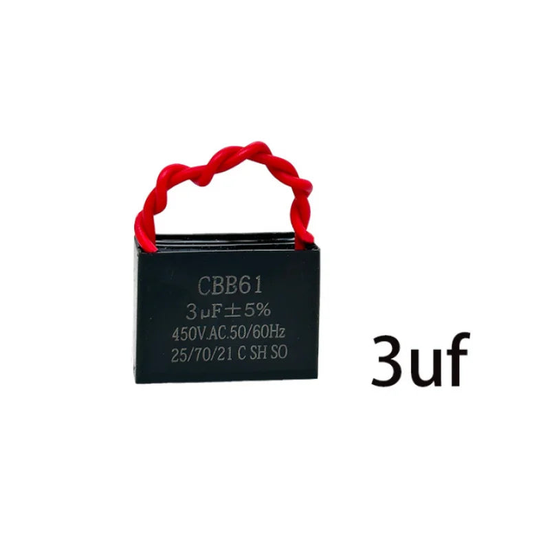 CBB61 Fan Start Capacitor 1.0/1.2/1.5/2.0/2.5/3.0/3.5UF 450V Universal for Ceiling Fans, Range Hoods, Water Pumps