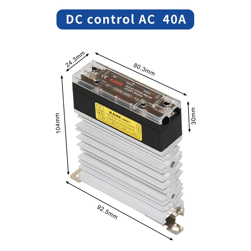Slim DIN Rail Mount Single Phase Solid State Relay SSR Relay Module with Heatsink 10A 25A 40A