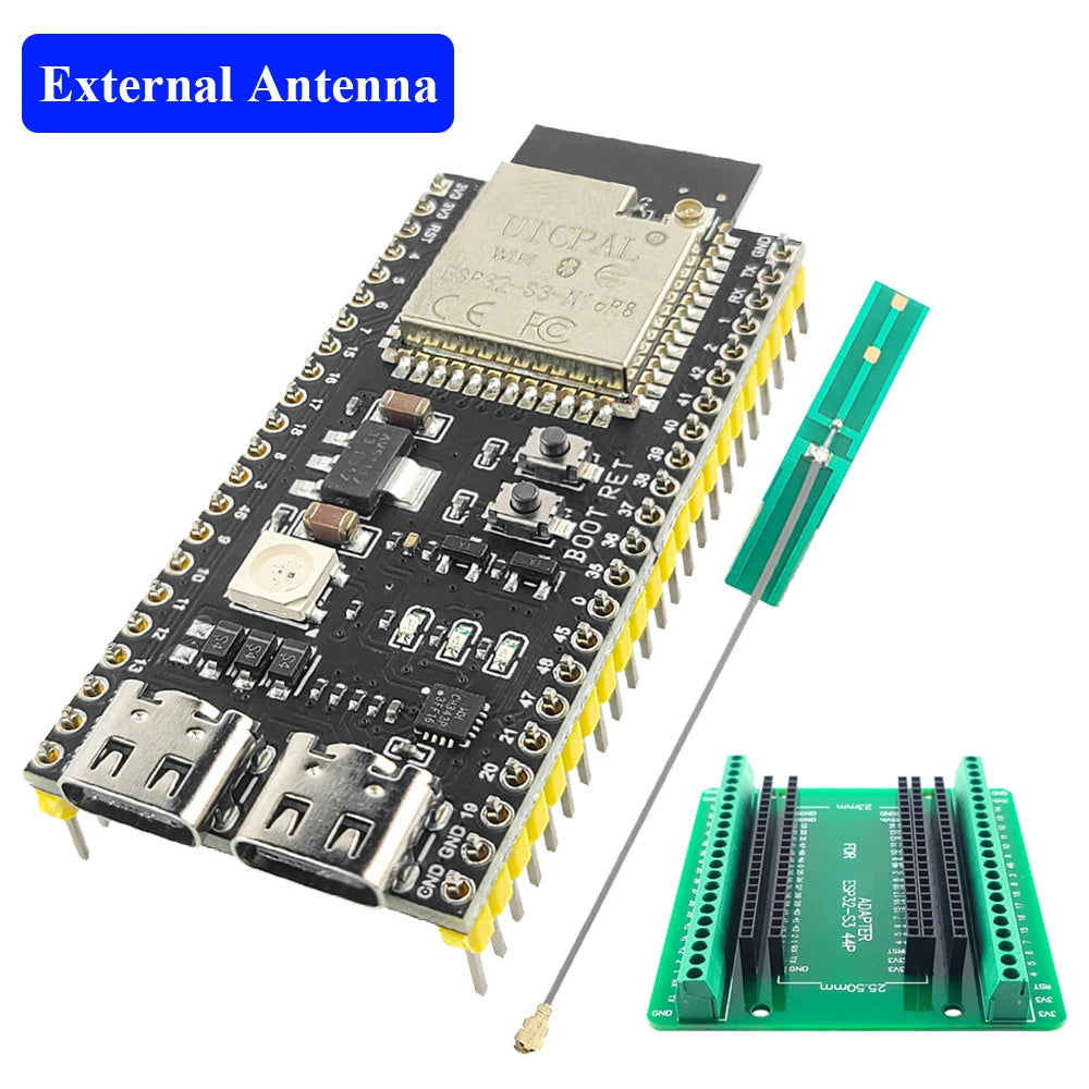 ESP32-S3 Development Board with Expansion Adapter Kit 2.4G Wifi BT Module MCU ESP32-S3WROOM1 N16R8 44Pin Type-C ESP32S3