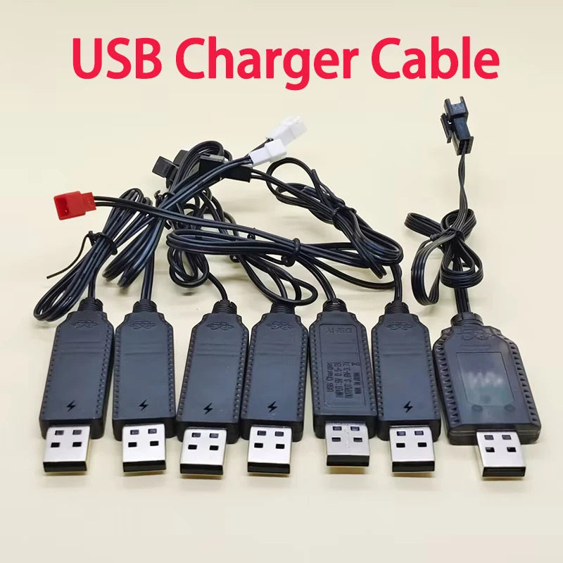 1PC 3.7V/7.4V Lithium Battery USB Charging Cable With 1.25mm MX2.0 PH2.0 XH2.54 JST SM2P/4P Interface For Toy Remote Control Car