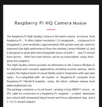 Raspberry Pi High Quality HQ Camera Module 12.3MP IMX477 sensor support for C- and CS-mount lenses