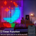 Smart RGB LED Curtain Fairy Lights, Remote-Controlled & Music-Synchronized, Indoor Outdoor Christmas Decoration Lights