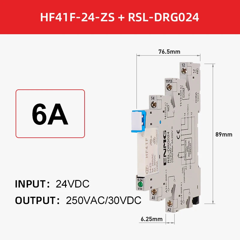 ENMG Ultra Slim Relay 5V 12V 24V 6.25mm HF41F-24-ZS DC AC Solid State Module 24V 6A NPN PNP Slim Chip Terminal High  Performance