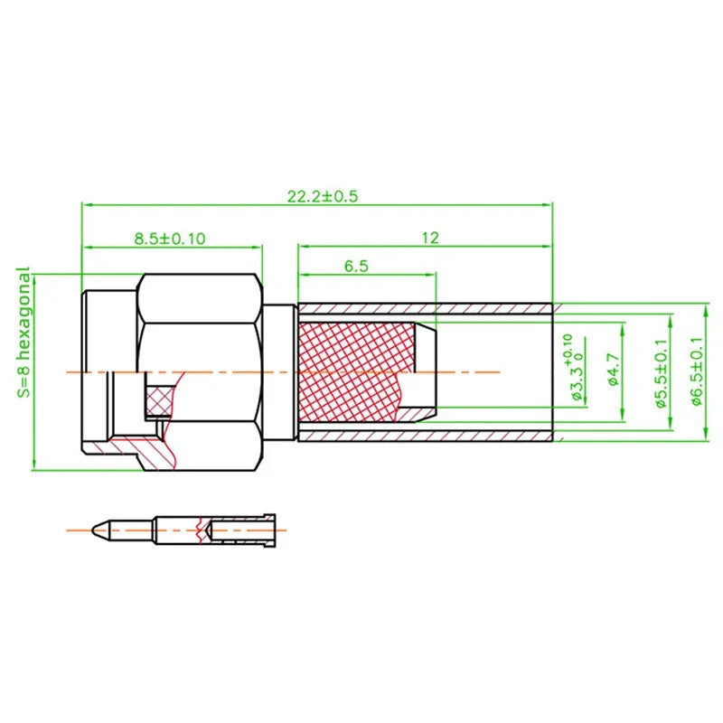 5/20PCS SMA Male Plug Crimp RF Connector for RG58 RG142 LMR195 RG400 Cable Adapter Coaxial