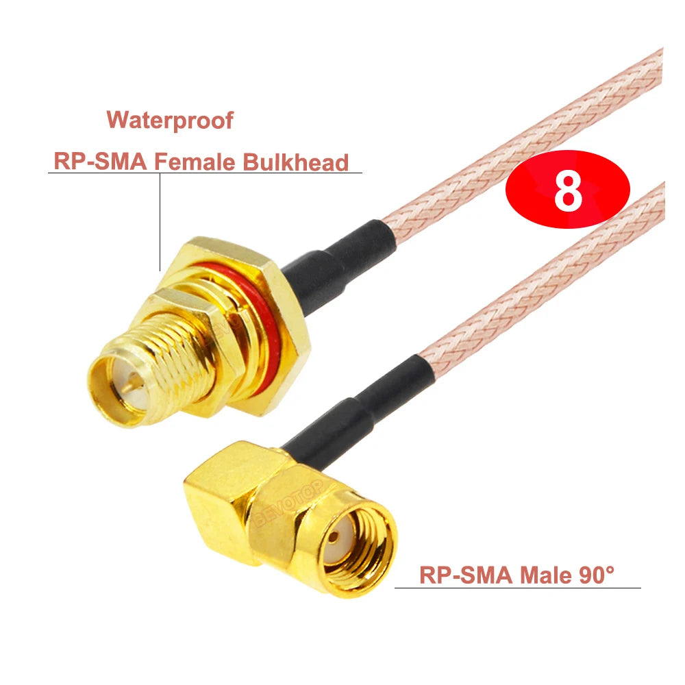 RP-SMA Male to Waterproof SMA Female Bulkhead RG316 Cable 50 Ohm RF Coaxia Pigtail WIFI Router Antenna Extension Cord Jumper