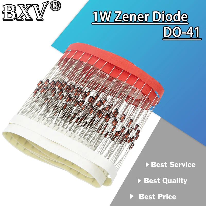 100PCS 1W Zener Diode DO-41 3V 3V3 3V6 3V9 4V3 4V7 5V1 5V6 6V2 6V8 7V5 9V1 10V 47V 51V 75V 1N4733A 1N4742A 1N4728A 1N4761 1N4756