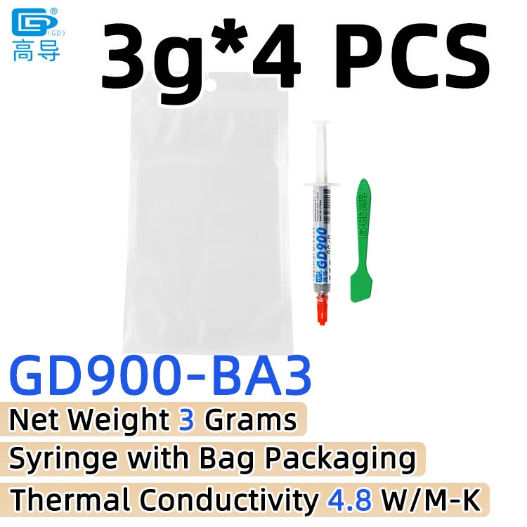 Net Weight 1/3/7/15/30 Grams Gray GD900 Thermal Conductive Grease Paste Plaster Heat Sink Commpound for CPU LED SSY BAS BR BX CB