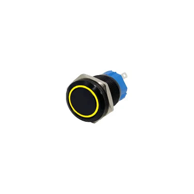 Black Metal Push Button Switch Start Stop 12/24/220V 16/19/22mm Connected LED Backlit Rocket Power Controller Momentary/Latching