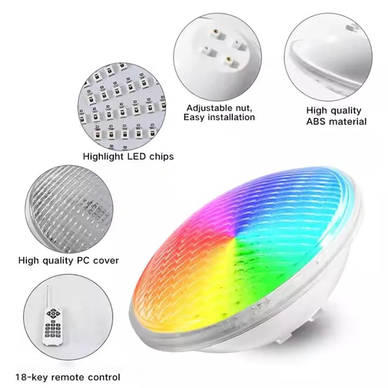 18W 25W 35W LED Underwater Light Par56 Swimming Pool Light LED IP68 12V SMD5730 Underwater Lamp RGB Warm Cold White LED Piscina