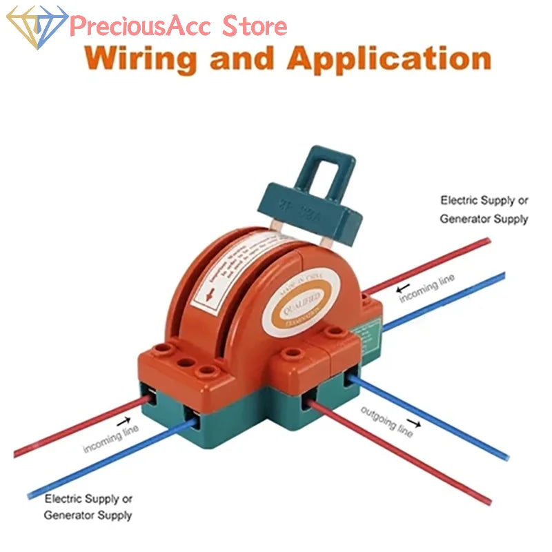 2 Pole Disconnect Switch DPDT 32A 63A 100A Knife Type Safety Power Cutoff Isolator Electrical Control Device