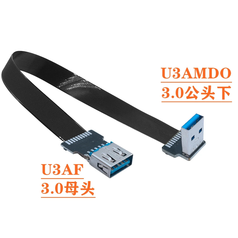 USB 3.0 male female conversion fpc elbow USB flat extension cable with 90 ° left and right bending USB port
