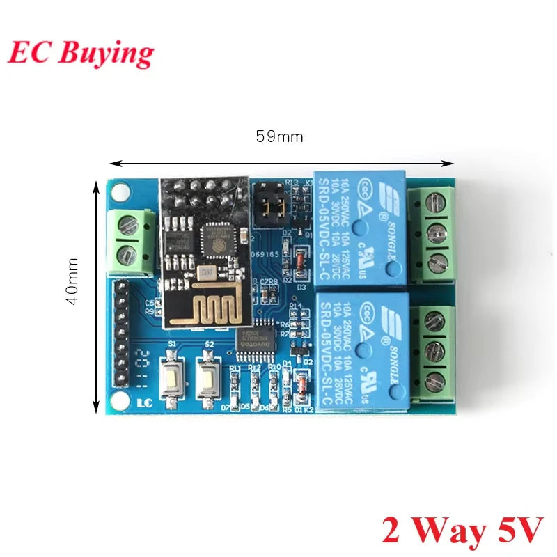 ESP8266 ESP-01 WiFi Relay 1 2 4 Way Channel 5V 12V Things Smart Home Remote Control Switch ESP01 Wireless Module Phone APP