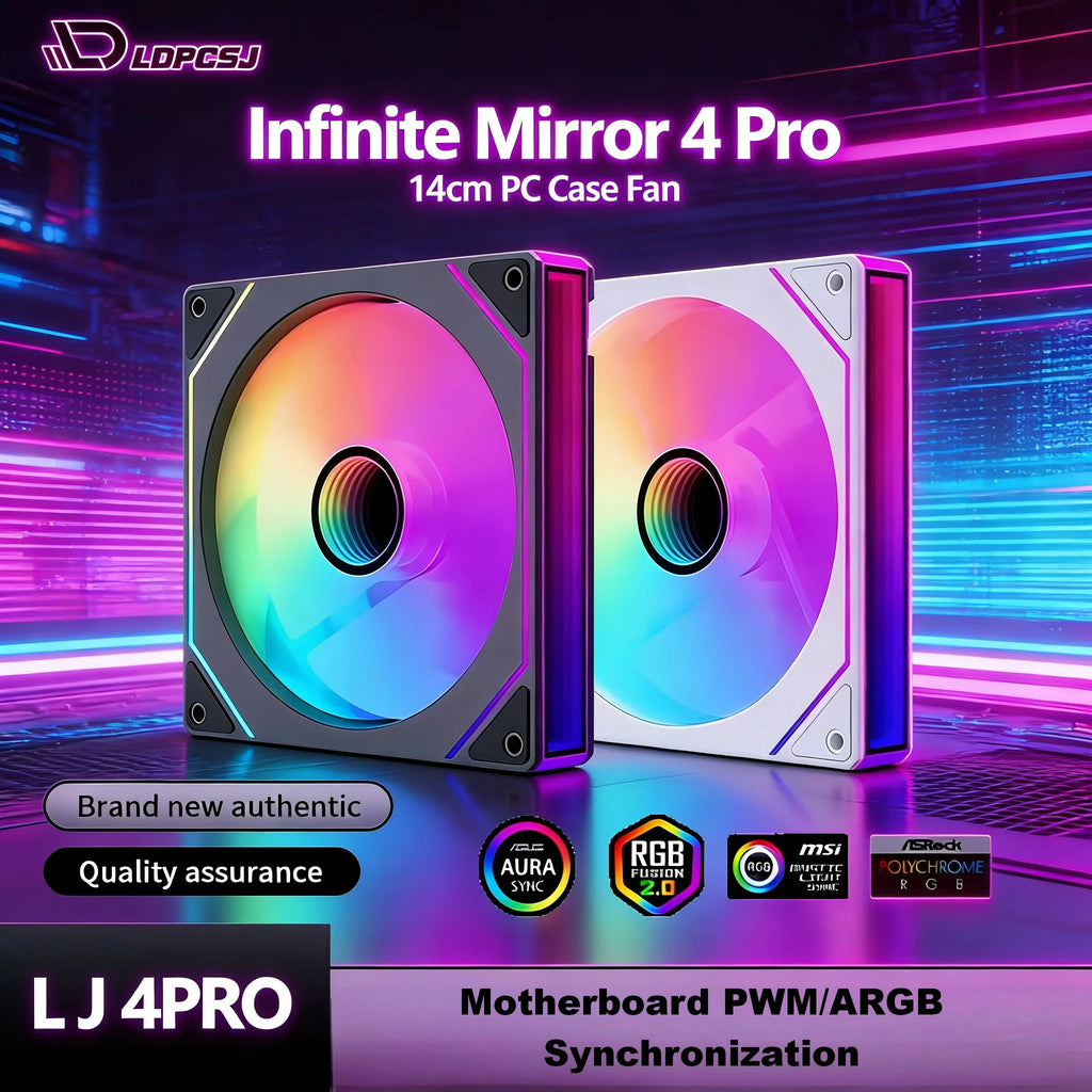LDPCSJ 14cm ARGB PWM Quiet Computer Cooling Fan, LDPCSJ PRISM 4PRO PC Case Fan 61.5CFM High Airflow 650-1800RPM 12V 4 Pin Fan