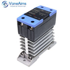 Solid State Relay VaneAims Din Rail Mounting Single Phase SSR With Heat Sink 10A-120A DC Control AC DC Control DC AC Control AC