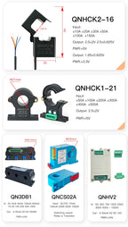 Split Core Current Transducer Hall QNHCK1-21 30A 50A 100A 200A 2.5V2V Current Sensor Hall Effect DC Current Transformer Clamp CT
