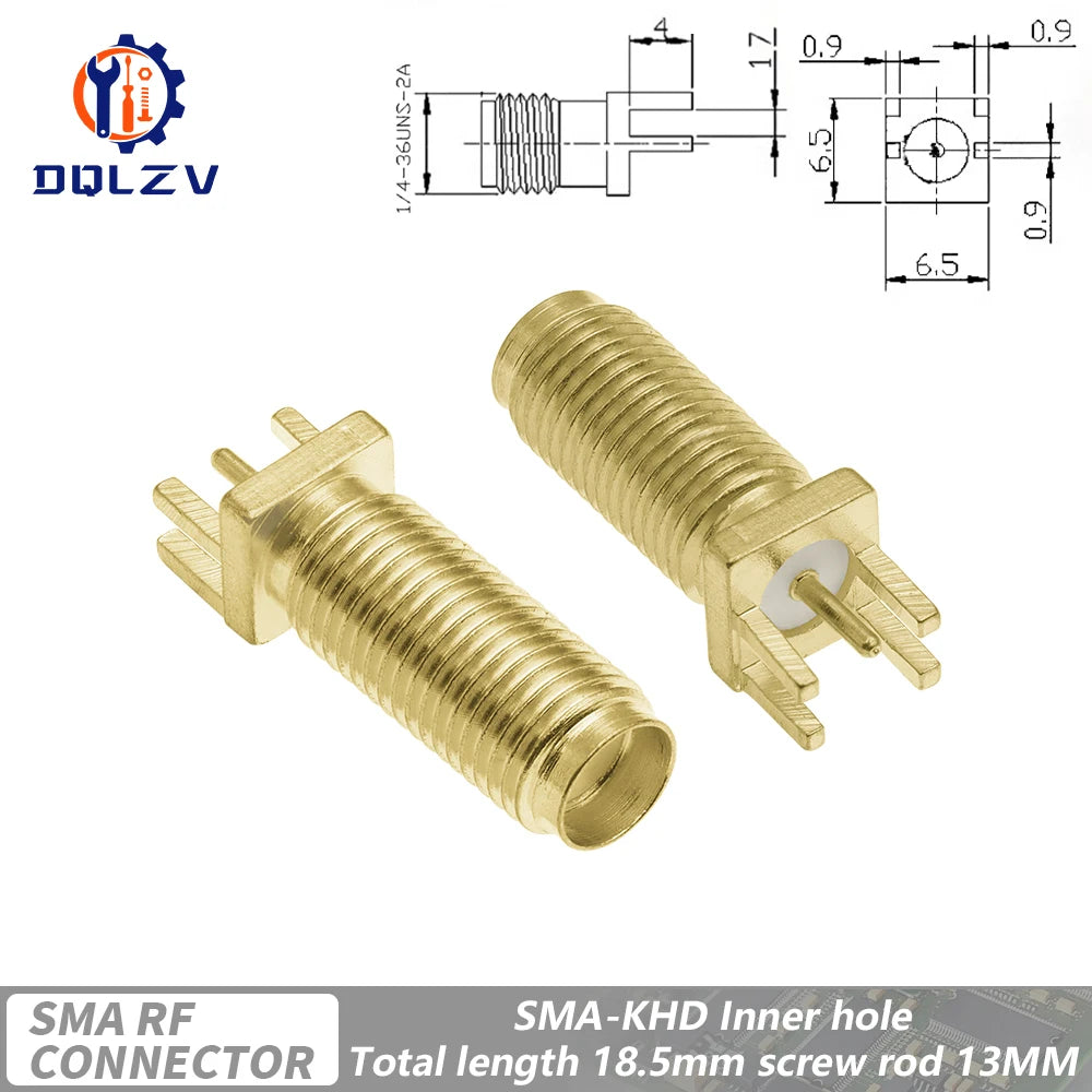 SMA Male Female Straight Connector 90 Degree Solder Edge PCB Straight Right angle Mount RF Copper Plug Socket
