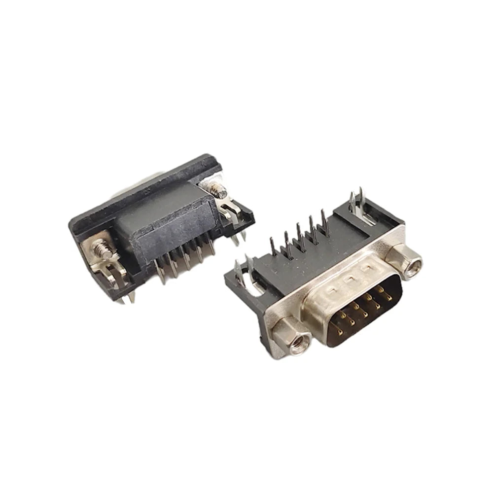 5/10Pcs DB9 DR9 Female Male PCB Mount D-Sub 9Pin PCB Connector RS232 Connector 90-degree Bent Needle Adapter for PCB Board
