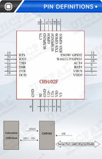 CH9102F Downloader Module Chip Serial Port Download 7Pin Program Burning for ESP32 MINI TYPE-C USB to UART RS232 RS485