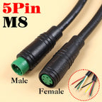 1-12set M8 M6 Core 2/3/4/5/6Pin Male Female Julet Electric Ebike Butt Plug Connector Cable Signal Sensor Waterproof Scooter Wire