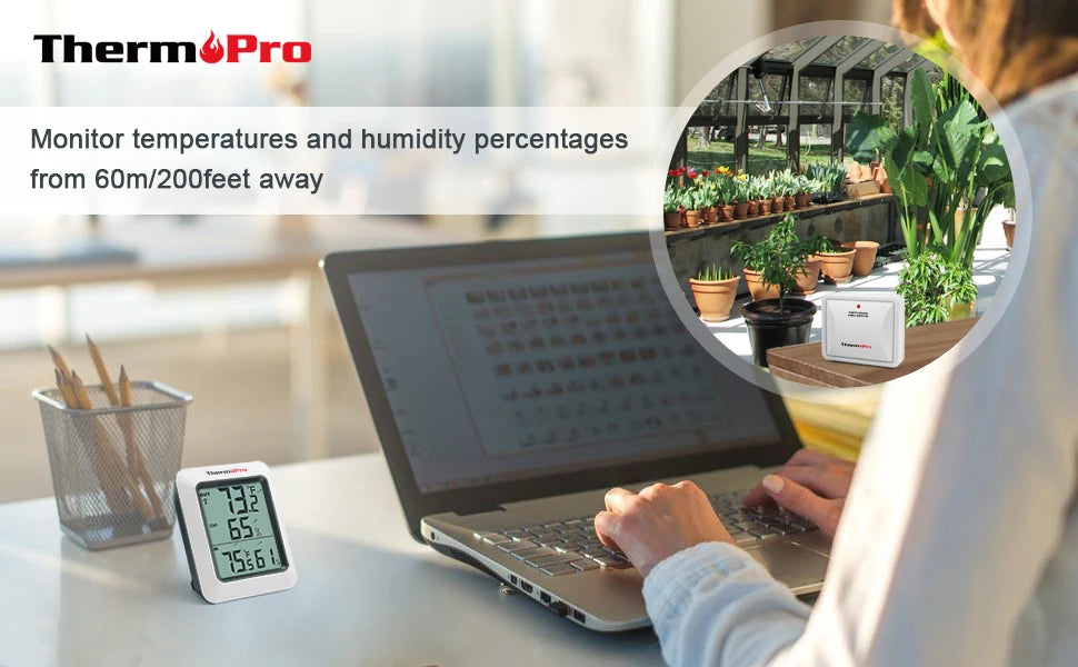 ThermoPro TP60C 60M Wireless Digital Indoor Outdoor Thermometer Hygrometer Weather Station for Home