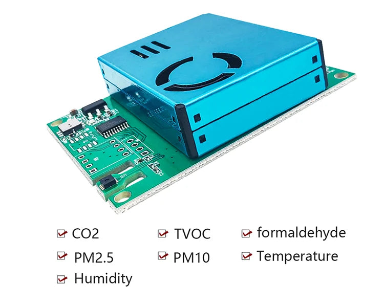 Indoor 7IN1 Air Quality Sensor Module PM2.5 Laser Dust Sensor CO2 HCHO TVOC Gas Sensor RS485/UART Output M702