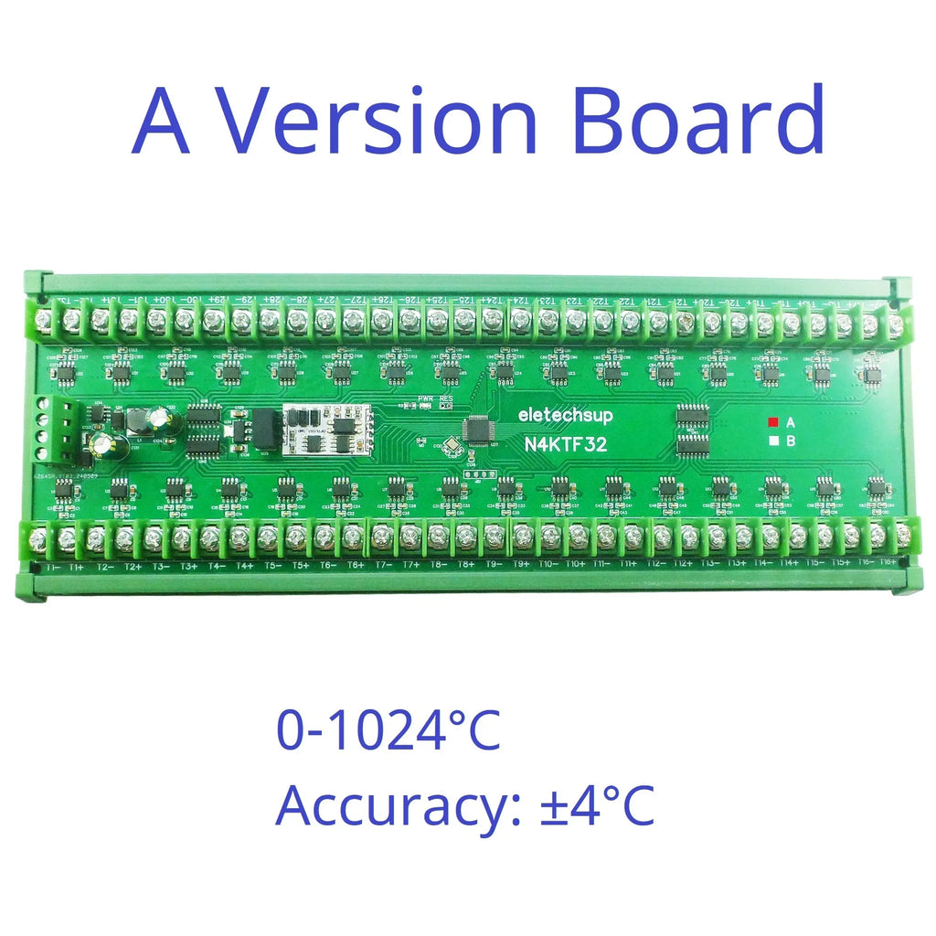 32 Channel K Type Thermocouple Module Modbus RTU RS485 DC7-25V MAX6675 MAX31855 DIN Rail Industrial Multi Temp Collector Board