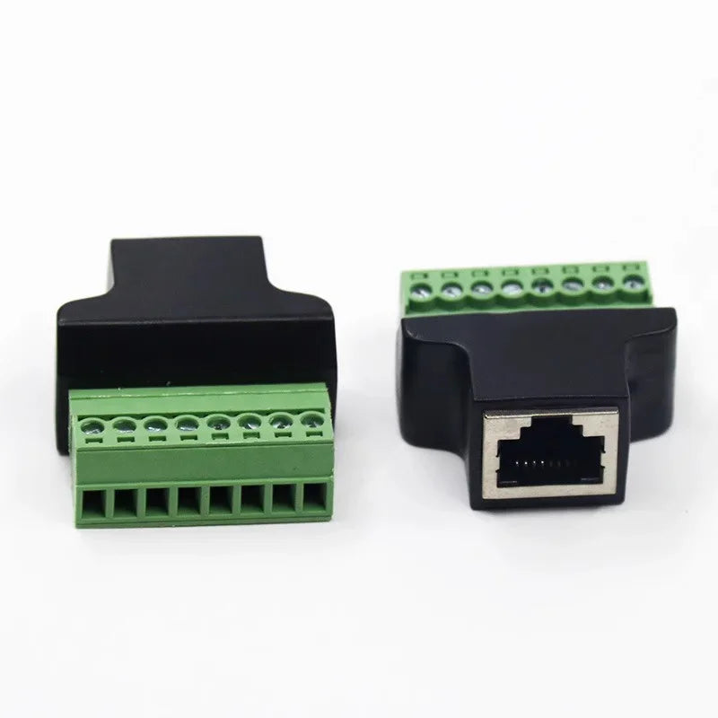 2/4PCS RJ45 Ethernet Female To 8Pin Screw Terminal Connector Cable Extender Adapter Computer Related Connection