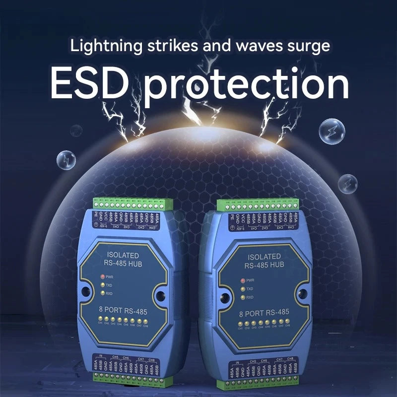 RS485 Hubs Photoelectric Isolation Industrial CDEBYTE ESD Protection Power and Signal Isolation DC 8-28V