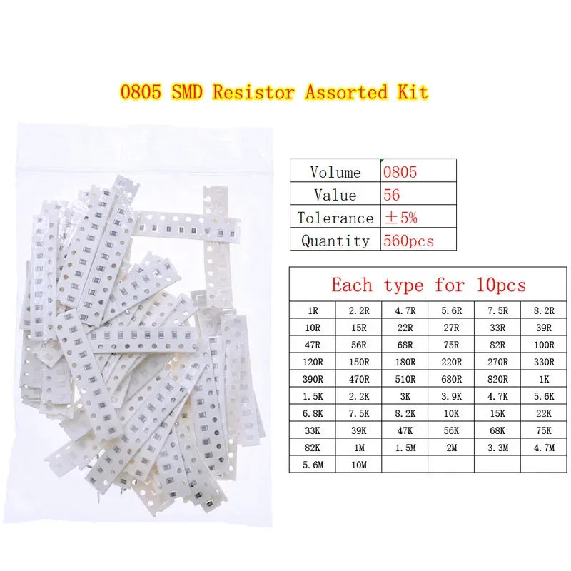 0402 0603 0805 1206 2512 0ohm-10Mohm SMD Chip Fixed Resistor Assortment Kit Electronic components sample pack