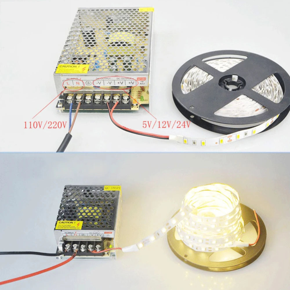5V 12V 24V 2835 Led Strip 5m 300/600/2400 Pixels Led Tape SMD 3528 Fiexible Light Bar Strips Under Cabinet Lighting Backlight