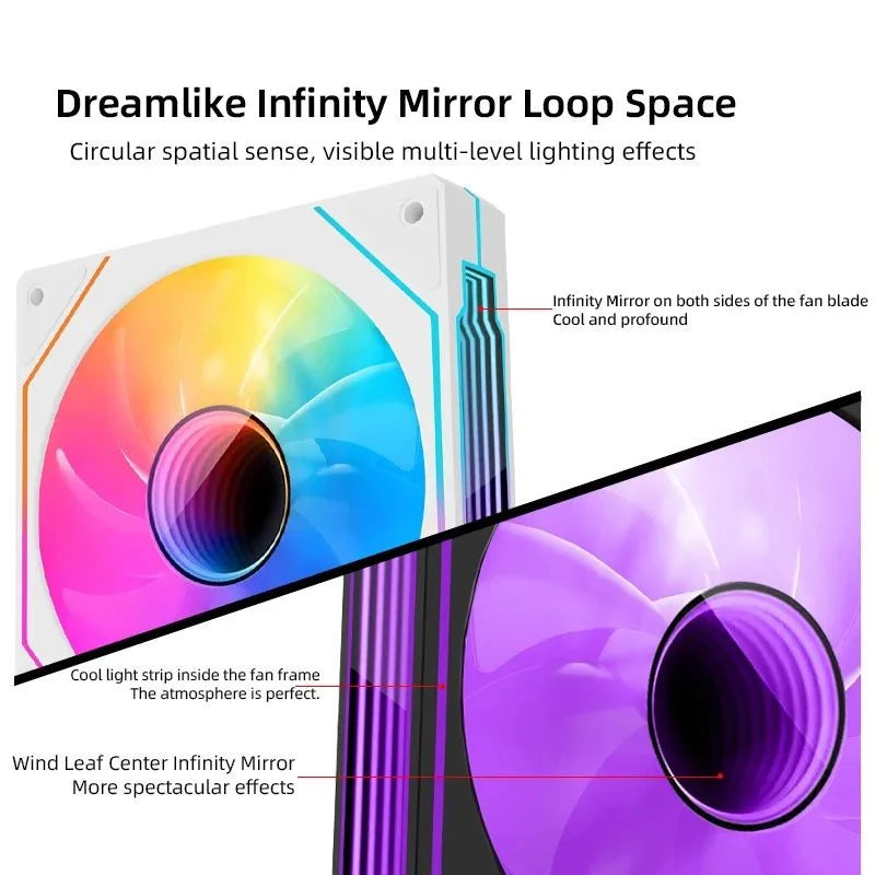 LDPCSJ PRISM 4 PRO 120mm PC Case Fan Equipped with ARGB Controller, 4-Pin PWM Silent Cooling Fan,12V 3Pin Addressable ARGB,45.2CFM High Airflow 600-1500RPM Synchronizable RGB Fan for Gaming Desktop Water Cooling Computer Chas