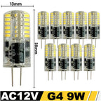 10Pcs G4 LED Bulb 12W 9W 5W 3W 2W AC DC12V SMD 2835 3014 SMD LED Light Mini Silicone Lamp Warm White White 360 Degree Angle