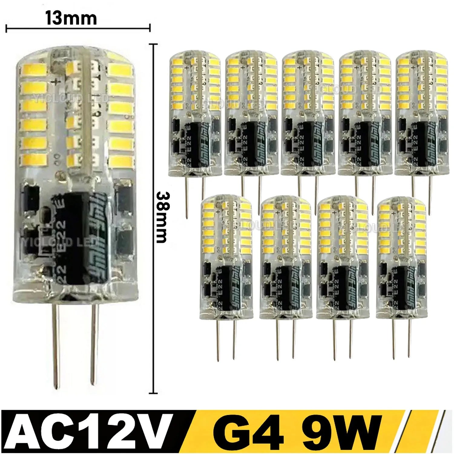 10Pcs G4 LED Bulb 12W 9W 5W 3W 2W AC DC12V SMD 2835 3014 SMD LED Light Mini Silicone Lamp Warm White White 360 Degree Angle