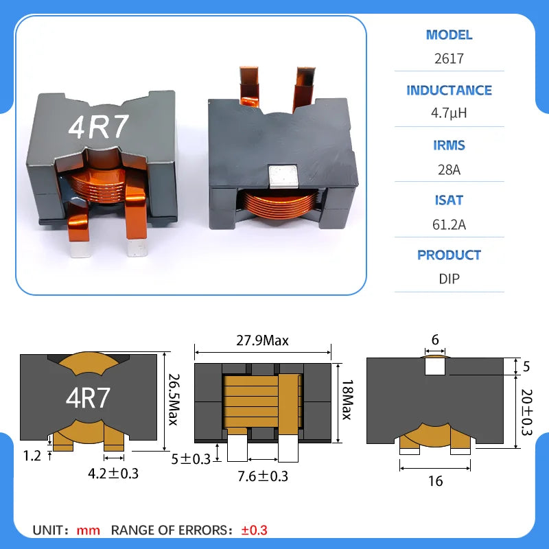 Flat Copper Wire PQ2615 PQ2616 PQ2617 PQ2618 PQ2620 Ferrite DC Filtering