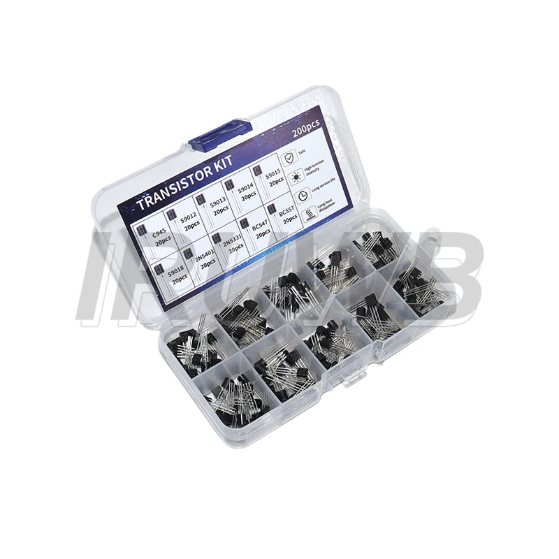 200pcs BJT Transistor Kit Bipolar Power Transistors 1015-3906 C945-C557 C327-C558 PNP NPN