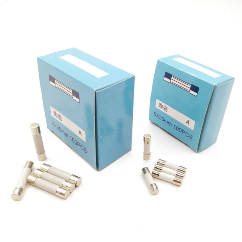 100pcs 5*20mm 6*30mm ceramics fuse 250V 0.5 1 2 3 4 5 6 8 10 15 20 25 30A  fuse Electronic component voltage protection