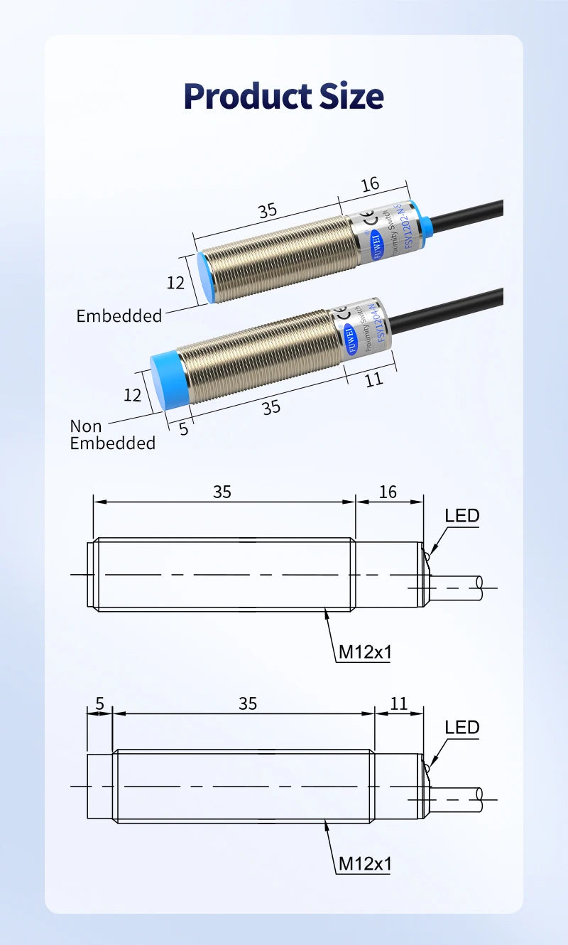FSY12 M12 round Capacitive Proximity Sensor Switch Non-contact Positioning Sensor for Industrial Use