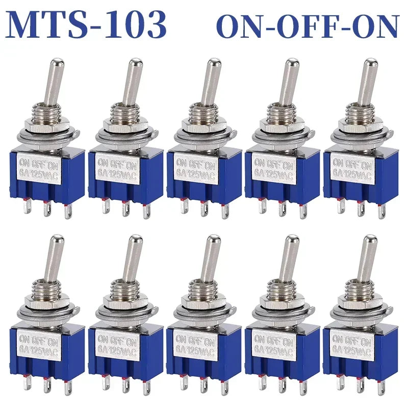10Pcs Waterproof Cap Miniature Toggle Switch ON-OFF-ON / ON-ON SPDT DPDT MTS-102 MTS-103 MTS-202 MTS-203 Rocker Switch