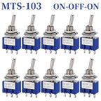 10Pcs Waterproof Cap Miniature Toggle Switch ON-OFF-ON / ON-ON SPDT DPDT MTS-102 MTS-103 MTS-202 MTS-203 Rocker Switch