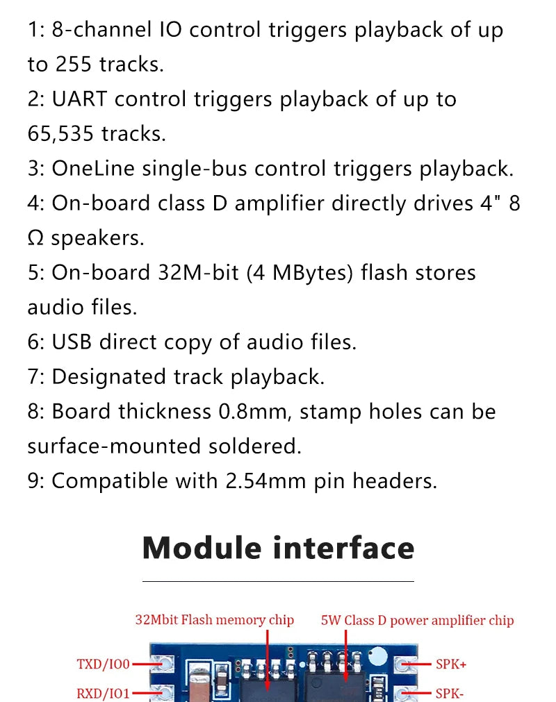 DY-SV17F Voice Playback Module Micro USB / Type-C Interface MP3 Audio Player Board UART Trigger Sound Module For Arduino