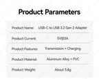 JEYI 5Pcs USB-A to Type-C Extension Adapter USB-C To USB 3.2 10Gbps OTG Coverter For Laptop PC Connector Converte S23 IWatch