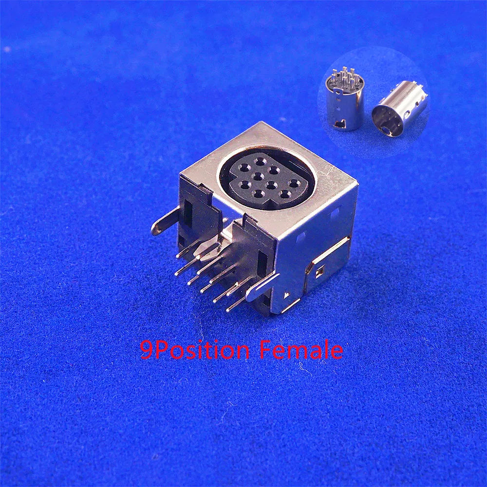 10 Pcs Connnector Mini Din 3 4 5 6 7 8 9 Pin Female Circular Receptacle Power Sockets MD-SM Shield Right Angle Through Holes PCB