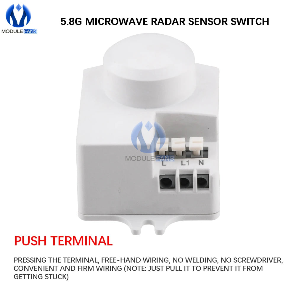 AC 220V 5.8GHz Microwave Radar Sensor Switch Human Body Motion Induction Sensor for LED Light Sensors Switches