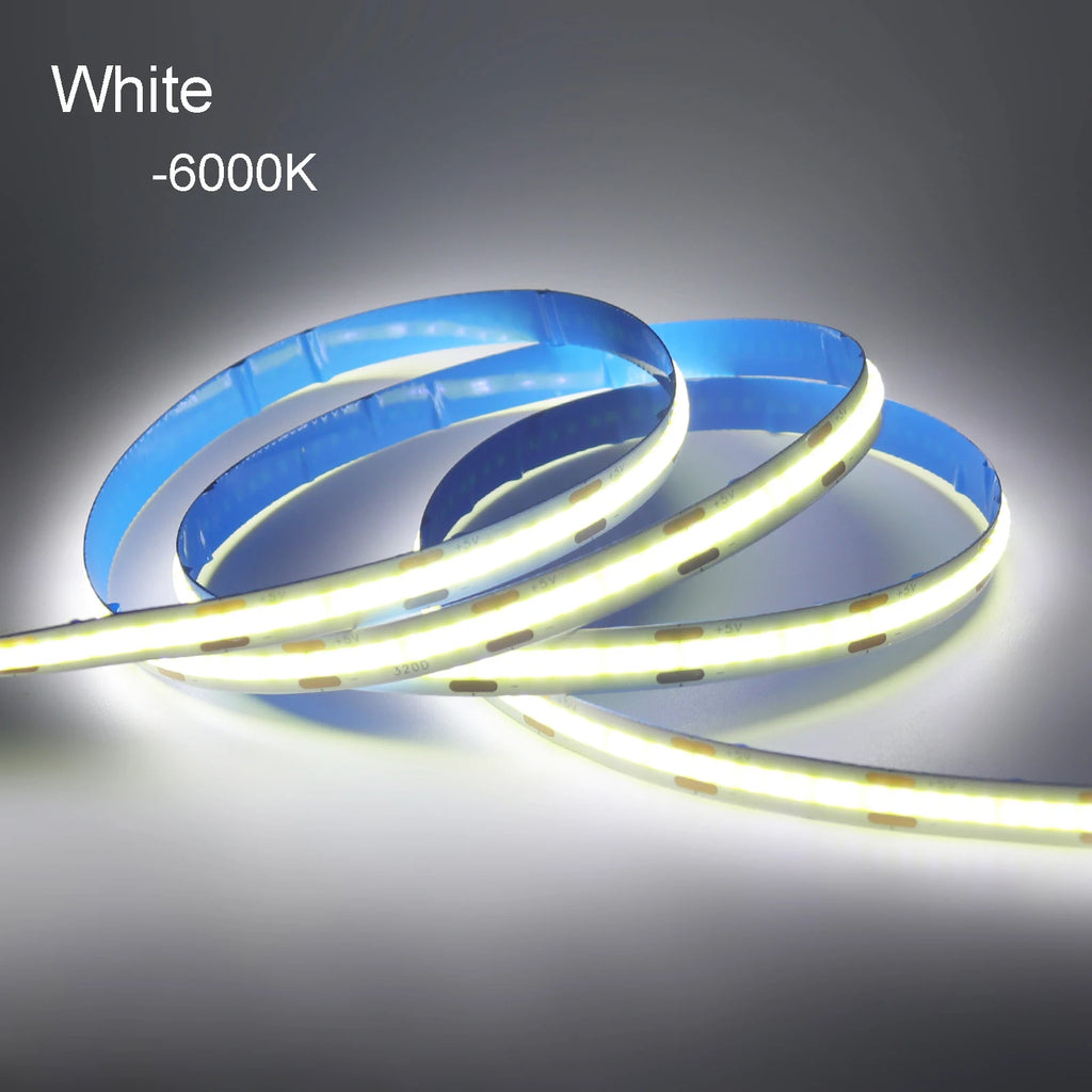 Super Bright USB DC5V COB Led Light Strip 320LED/m High Density Flexible Linear Lighting Warm/Natural/White 50cm 1m 2m 3m 4m 5m
