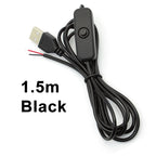 1.5M USB Connector Cable Extension 2 Pin Power Supply Wire On/Off Switch Electrical 5V Wire Black/White For LED Lighting DIY