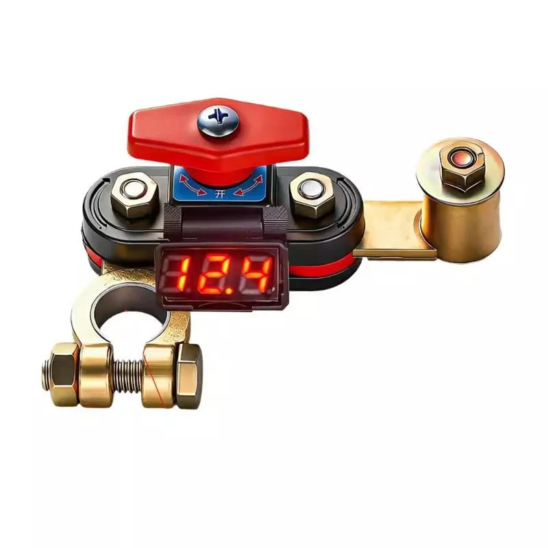 12V 24V Battery Disconnect Switch with Voltage Display Switch & Relays Instant Brass 360 Rotatable for Car Marine Power Protect
