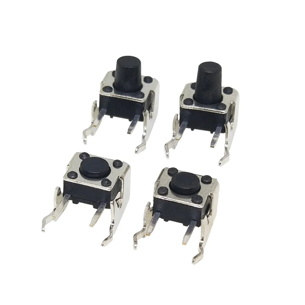 20/50Pcs 6x6 PCB Momentary Tactile Tact Push Button 4-Pin Self-reset Switch Right Angle With stent 6*6*4.3//5/6/7/8/9/10/11/12mm
